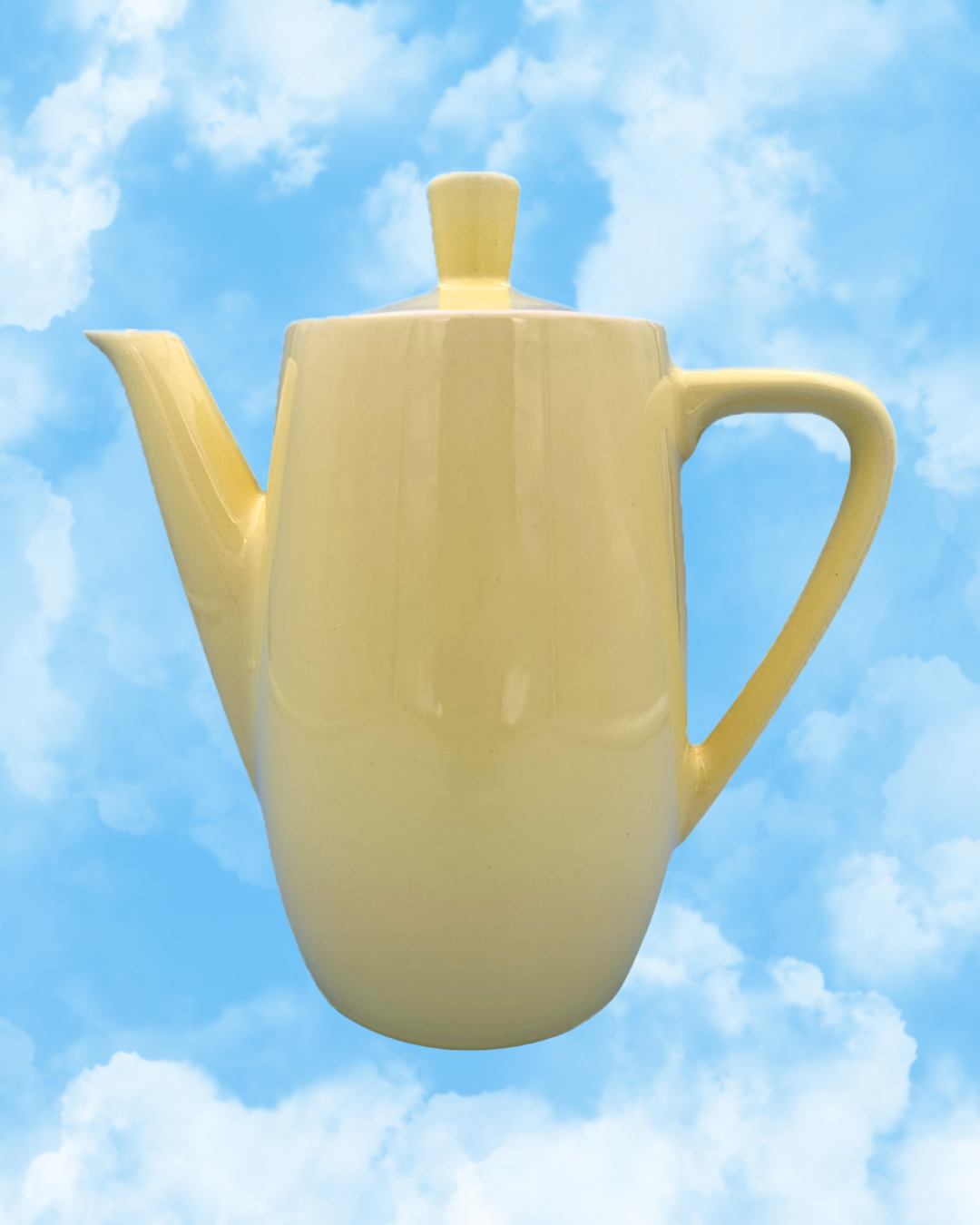 Cafetière vintage en céramique jaune pâle